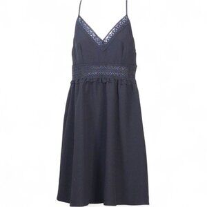 Loness Black Lace Trim Dress Size 6 Spaghetti Strap A Line Mini Party